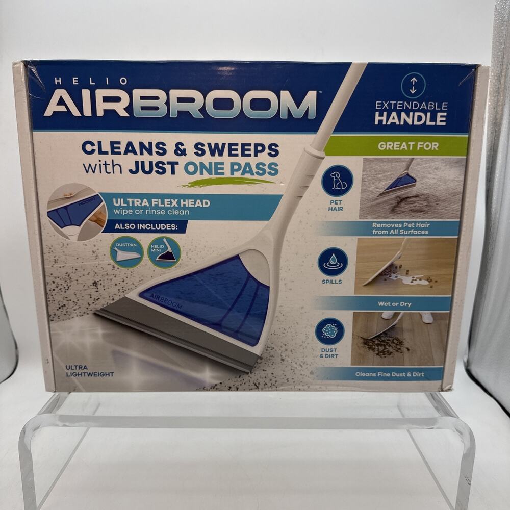 New Helio AirBroom 3 Piece Kit All Surface Sweeper and Squeegee for Wet and Dry
